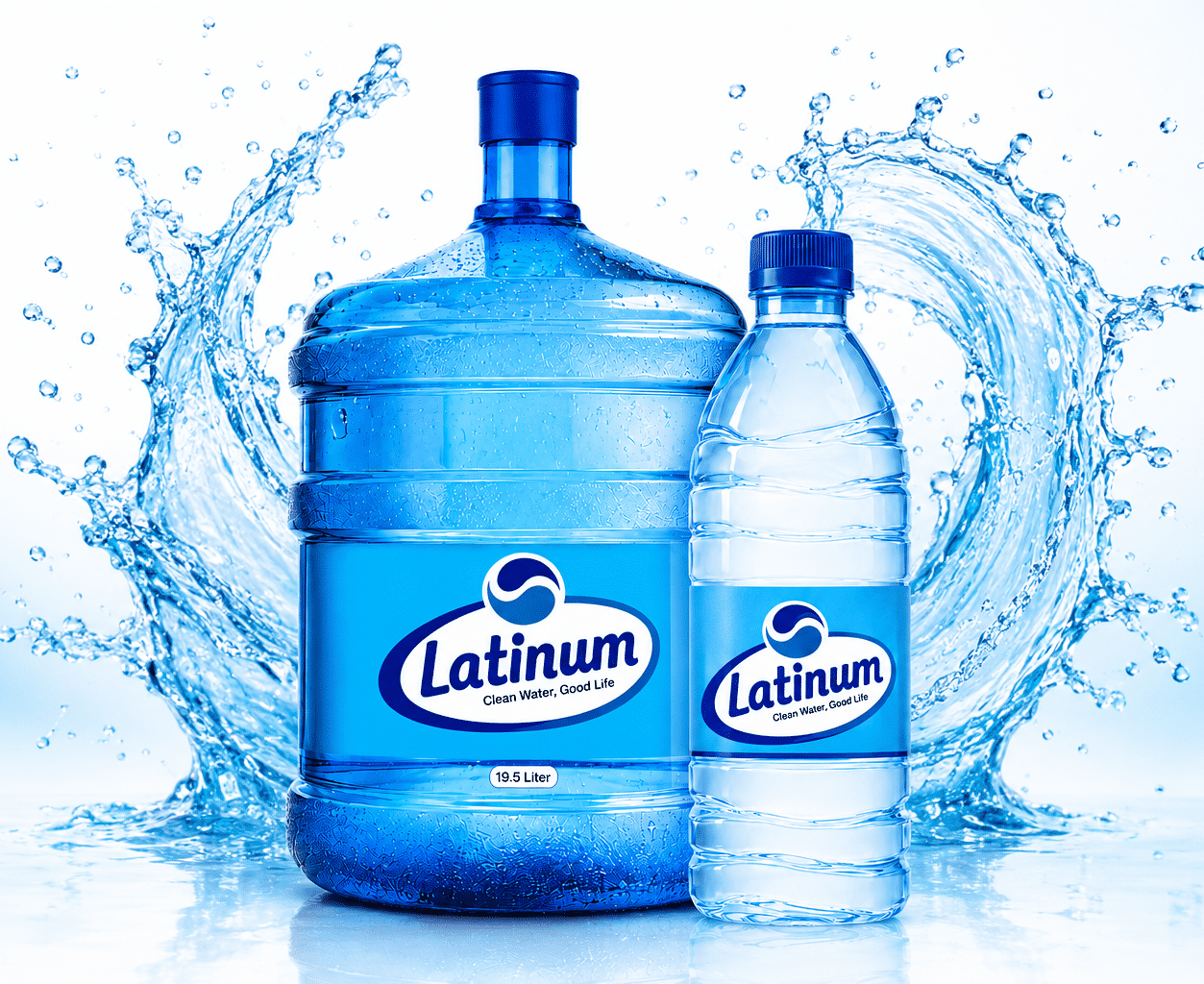 Latinum bottled water, dispenser refill and water dispenser