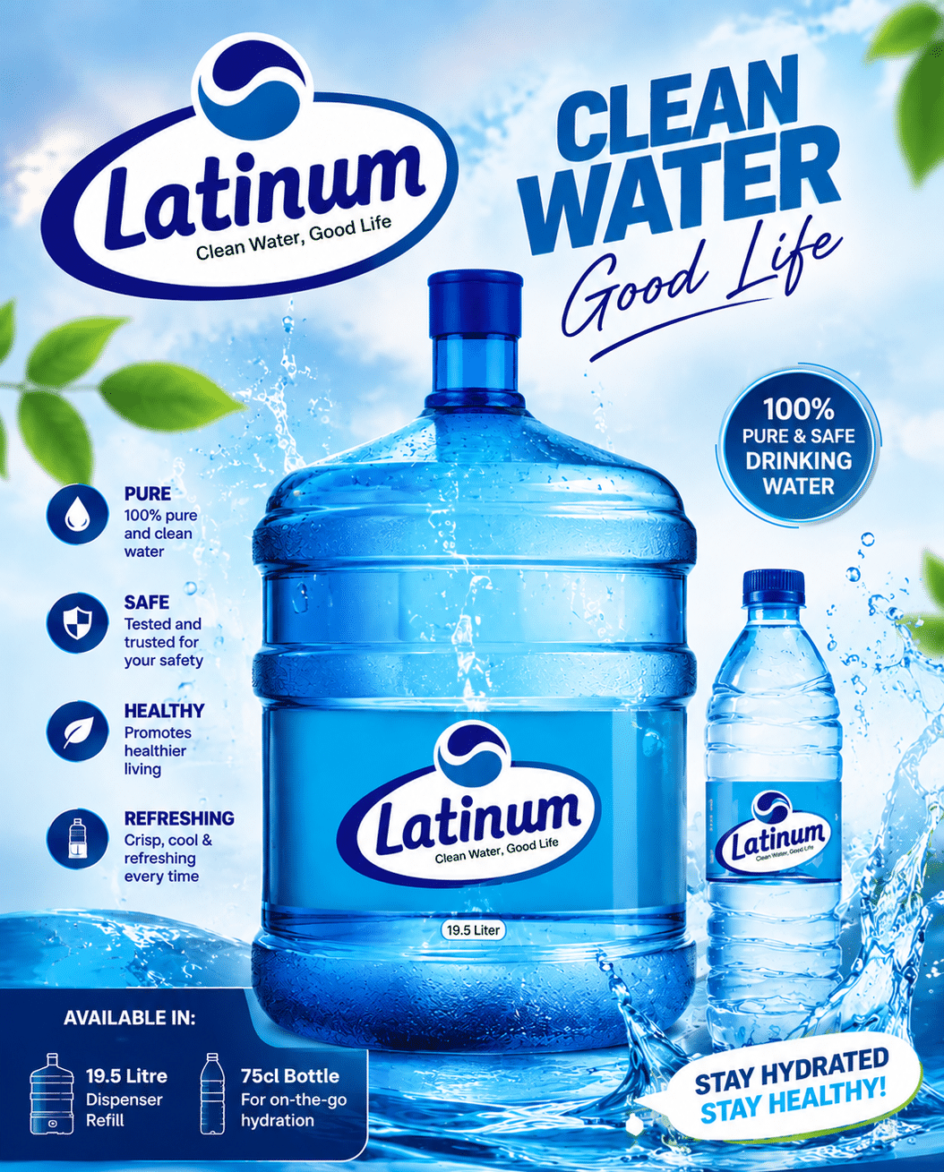 Clean natural water surrounded by tropical greenery